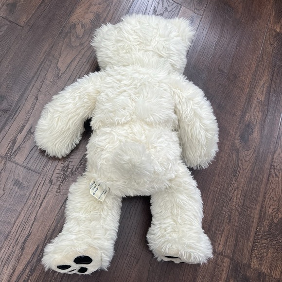 Vintage 1997 Build a Bear Polar Bear Long Fur Faux Leather Nose Pads 20" Plush - Picture 6 of 11